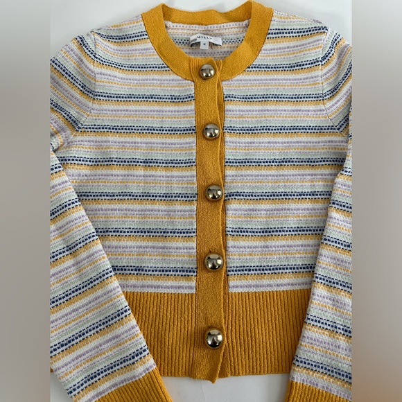 Milly Striped Tweed Cardigan size M Preowned - Picture 2 of 16